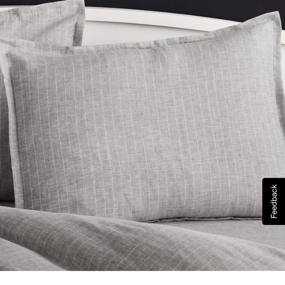 Crate&Barrel grey and white pinstripe standard pillow sham